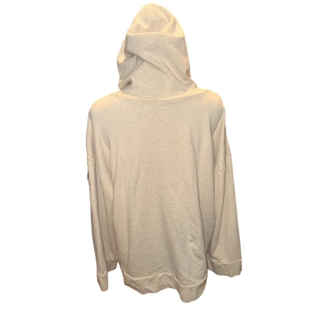 Style & Co Hoodie Sweatshirt Womens Large Ivory Floral